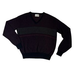 VINTAGE Christian Dior mens XL dark purple acrylic v-neck sweater EUC